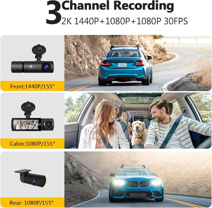 Produktbild Z-Edge Dashcam T3P 3-Kanal 5K mit GPS & Wi-Fi (Eingebautes Display, GPS-Empfänger, Nachtsicht, 5K)