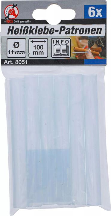 Actual product image BGS Glue Sticks transparent Ø 11 mm, 100 mm 6 pcs.