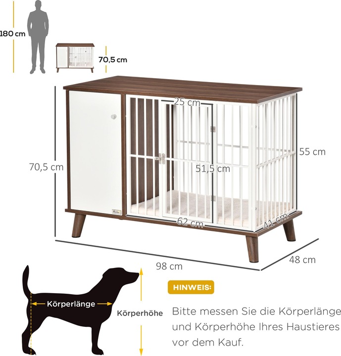 Actual product image PawHut Dog cage with small cupboard