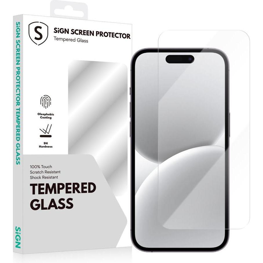SIGN Tempered Glass Screen Protector for iPhone 16 (Apple iPhone 16), Smartphone Schutzfolie