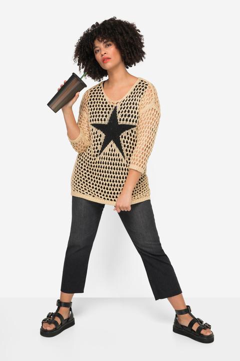 Produktbild Angel of Style Pullover, Relaxed Fit, Grobstrick, Stern, 3/4-Ärmel (58)