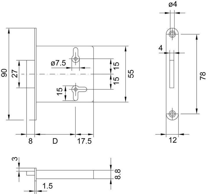 Actual product image Heusser Mortise locks 2501 (Mortise lock)