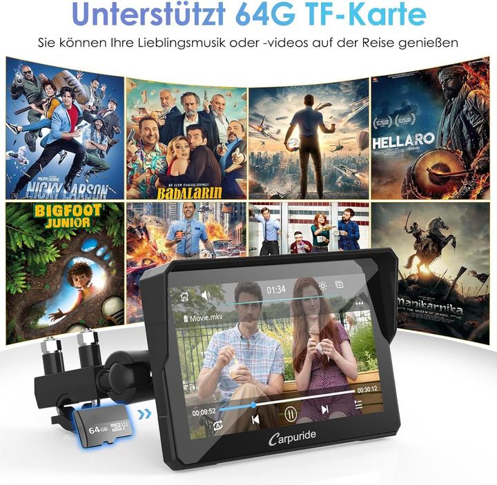 Actual product image Carpuride Motorrad-CarPlay-Bildschirm