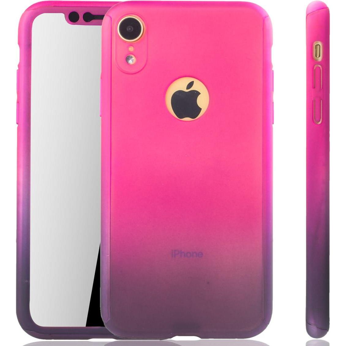 König Design Hülle Handy Schutz für Apple iPhone XR Full Case Cover Displayschutz 360 Violett (Apple iPhone XR), Smartph...