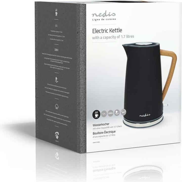 Productafbeelding Nedis Waterkoker | 1,7 l | Soft-Touch | Zwart | 360 graden draaibaar | Verborgen verwarmingselement | S (1.70 l)