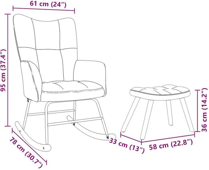 Actual product image vidaXL Schaukelstuhl mit Fusshocker