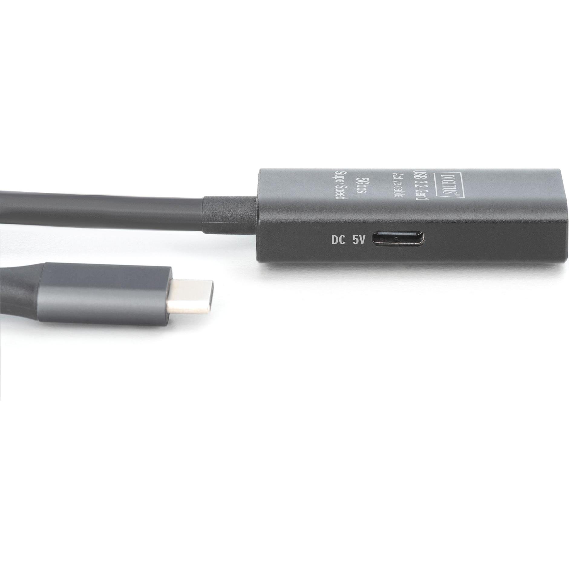 Thumbnail - Digitus Aktives USB 3.2 Gen1 5G Verlängerungskabel, USB-C - USB-A, 5m (5 m, USB 3.2 Gen 1), USB Kabel