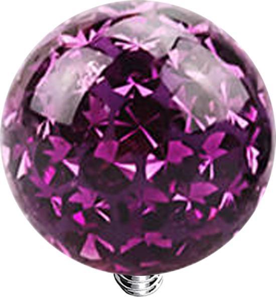 Actual product image Star Piercing Dermal Anchor crystal ball violet epoxy protective layer (without brass, Surgical steel 316L)