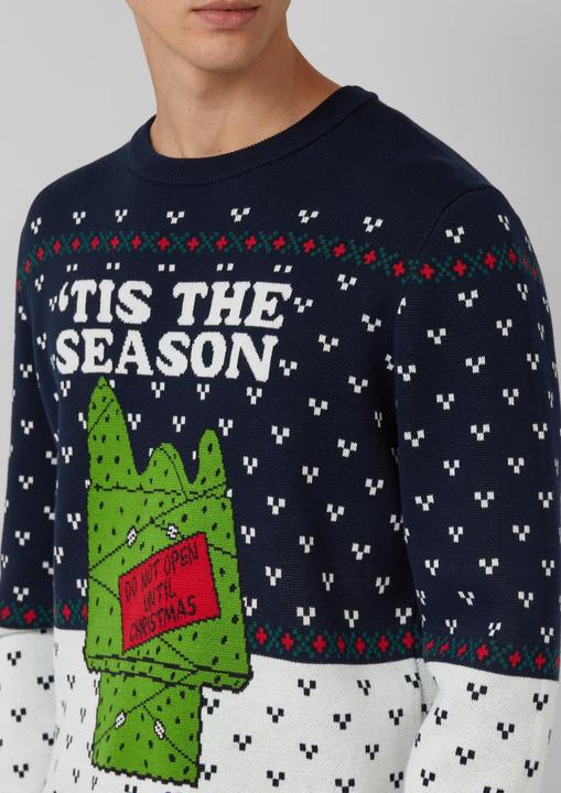 Produktbild s.Oliver Strickpullover Weihnachtspullover aus reiner Baumwolle mit Peanuts®-Motiv (M)