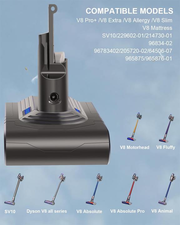 Immagine prodotto Waitley Ersatzakku für Dyson V8/SV10 Handstaubsauger, 6000mAh