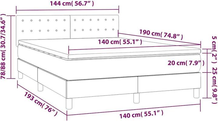 Produktbild vidaXL Boxspringbett (140 x 190 cm)