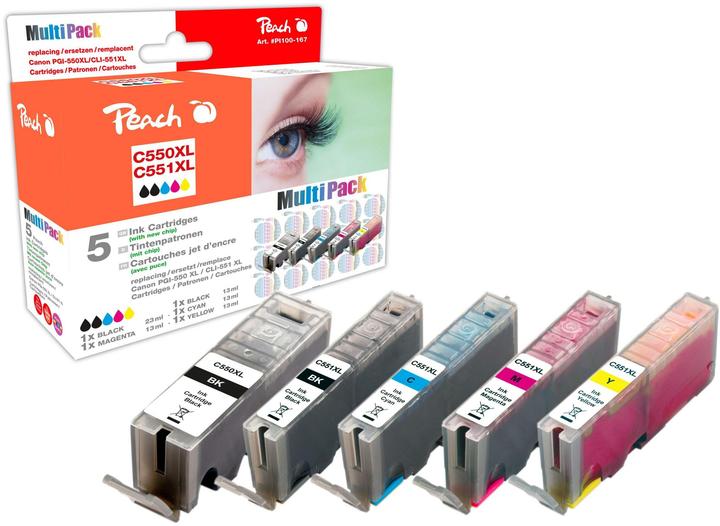 Produktbild Peach CLI-551XL/PGI-550XL Multipack (BK, C, M, PBK, Y)