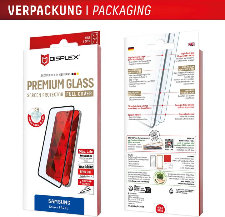 Produktbild Displex Premium Glass, Full Cover Panzerglas (1 Stück, Samsung Galaxy S24 FE)