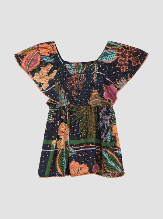 Immagine prodotto S.Oliver Bluse Gemusterte Bluse aus satinierter Viskose mit Smok-Detail (128, 134)