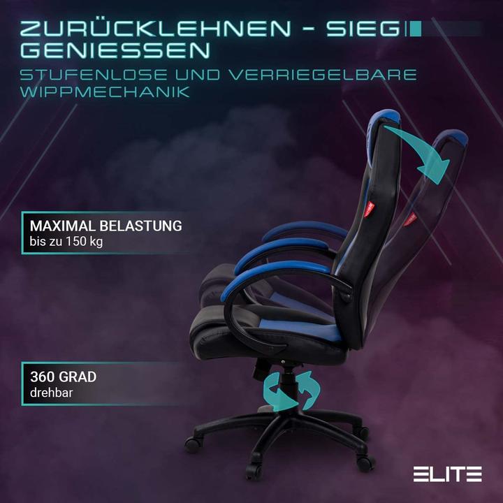 Immagine prodotto Elite Sedia da gioco EXODUS Sedia ergonomica da ufficio Sedia da scrivania Sedia esecutiva Poltrona da