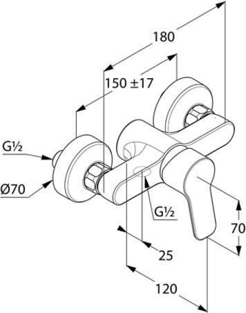 Productafbeelding Kludi PURE & EASY douchemengkraan, opbouw, chroom