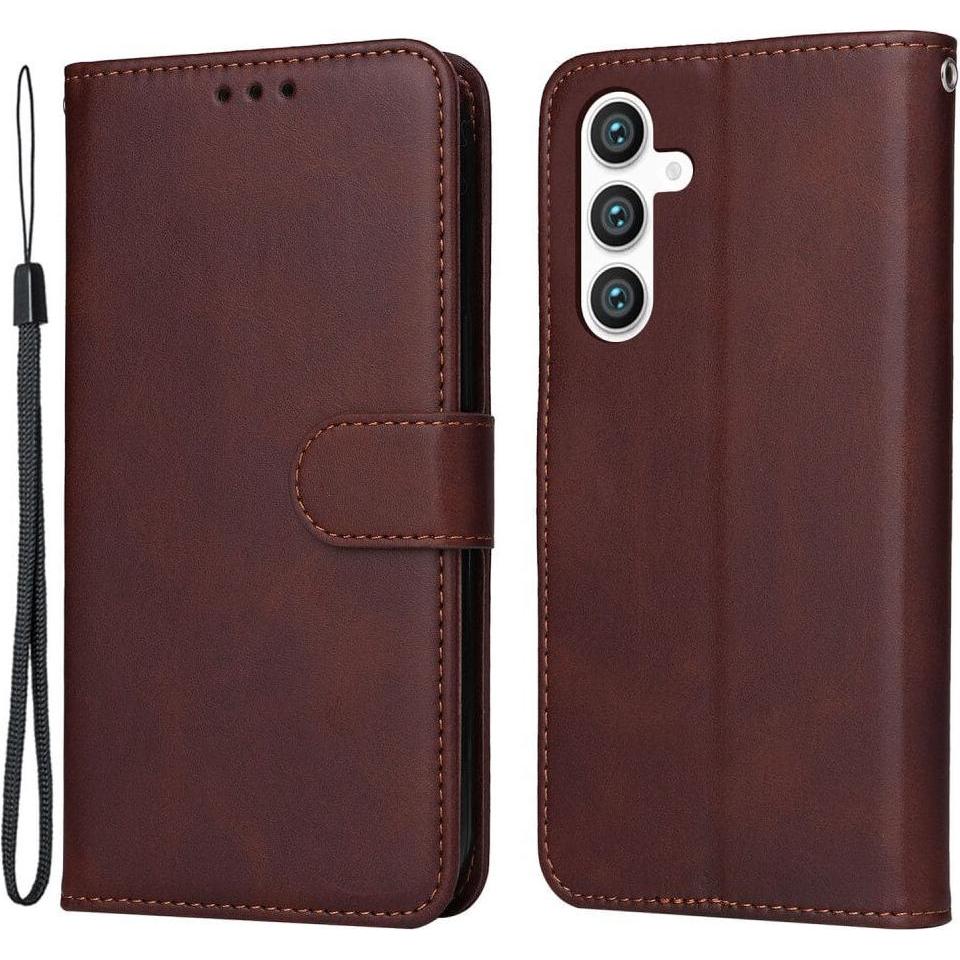 Cover-Discount Galaxy S23 FE - Premium Handyhülle Etui braun (Samsung Galaxy S23 FE), Smartphone Hülle, Braun