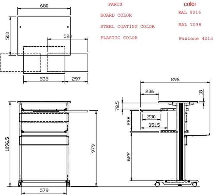 Actual product image RS PRO PC Standing Workstation
