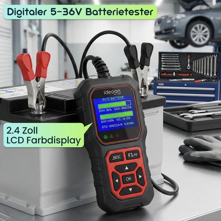 Produktbild Ideoon Digitaler 5-36V Batterietester mit 2.4 Zoll LCD Farbdisplay, Autobatterie Prüfgerät