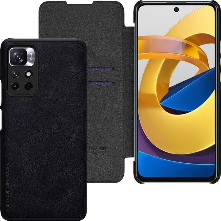 Actual product image Nillkin Qin Leather Case - Xiaomi POCO M4 Pro 5G / Note 11T 5G / 11S 5G - Black (Xiaomi 12S Ultra)