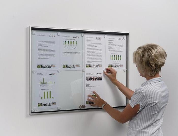 Actual product image Wsm Sliding door display case 18 x DIN A4 W1350xH1050mm frame angular for indoor use