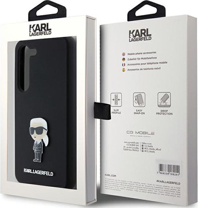 Actual product image Karl Lagerfeld KLHCMSMHKNPK + S926 czarny/black Silicone Ikonik Metal Pin (Samsung Galaxy S24+)