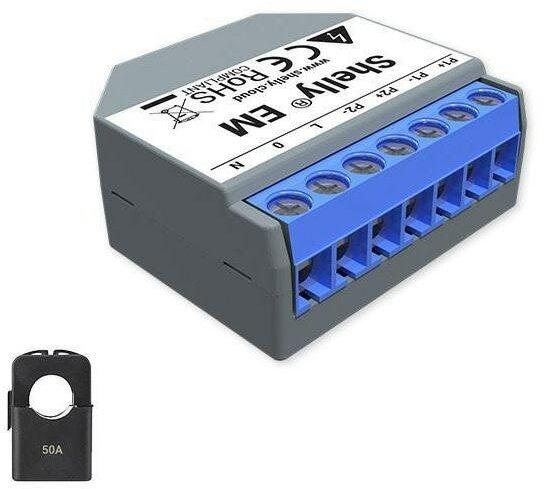 Produktbild Shelly EM und Stromwandlerklemme