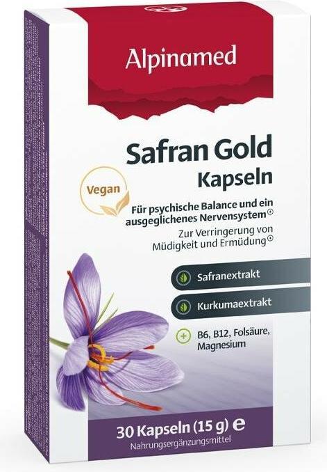 Actual product image Alpinamed SAFRAN GOLD capsules (30 Piece, Capsules, 100 g)