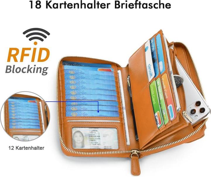 Immagine prodotto Only-Bags.Store Kleines Portemonnaie mit Kreditkartenfächern, Handytasche mit Reissverschluss um 2 Riemen