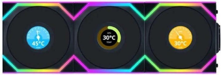 Lian-Li UNI FAN SL Wireless LCD Lüfter, ARGB, PWM, 3er-Pack inkl. Controller - Reverse Blade, 120 mm (120 mm, 3 x)