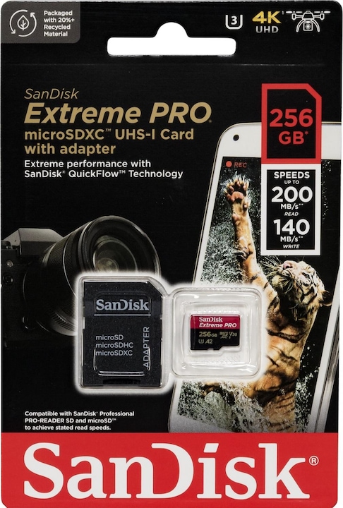 Productafbeelding SanDisk Extreme PRO UHS-I V30 (256 GB, microSDXC, U3, UHS-I)