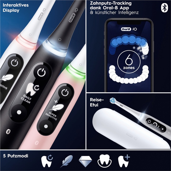 Immagine prodotto Oral-B iO 6 + Sensitive spazzolino elettrico nero (Spazzolino oscillante)