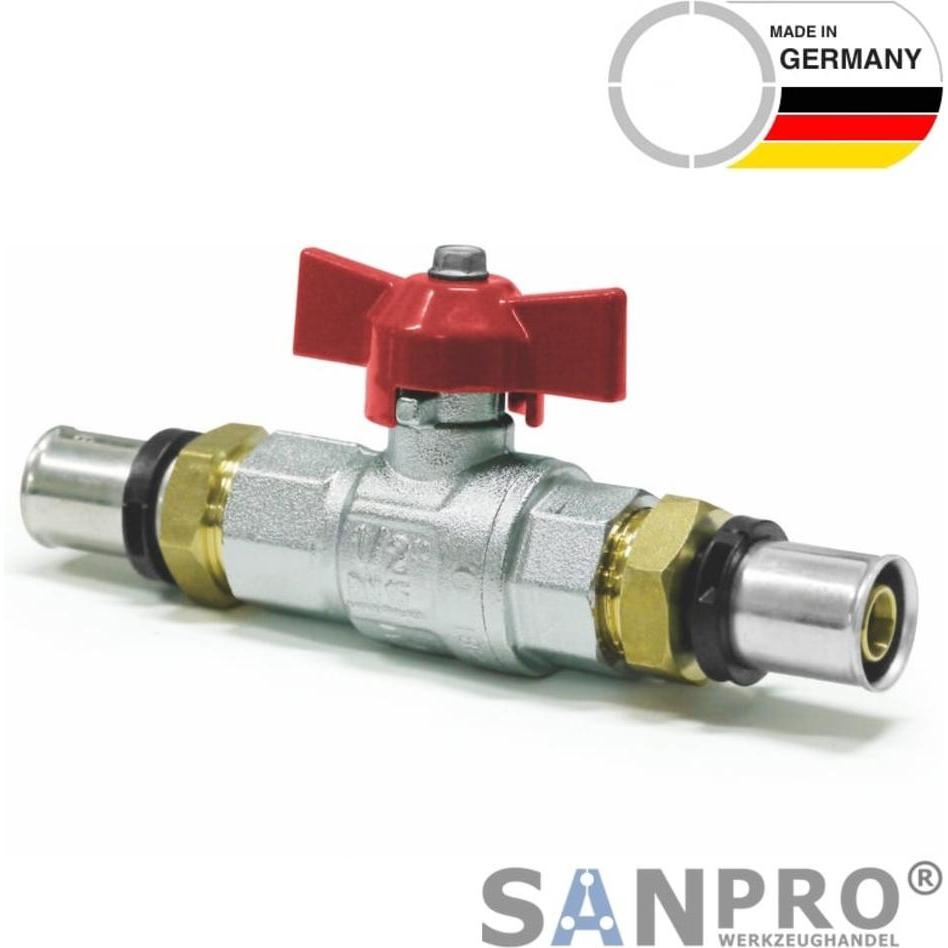 Thumbnail - Sanpro, Ventil, THPRESS Pressfitting Kugelhahn Flügelgriff (Heizung) mit TH Kontur 32x3
