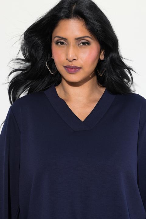 Produktbild Ulla Popken Sweatshirt, Bluseneinsatz, V-Ausschnitt, Langarm (42, 44)