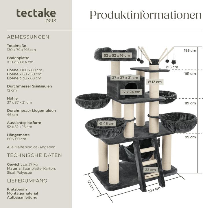 Produktbild tectake Gismo (195 cm, Grau, Weiss)