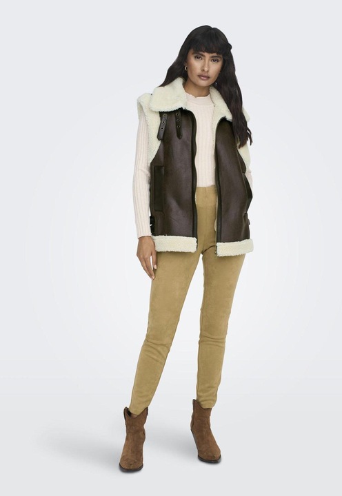 Actual product image Only Fly-away collar waistcoat biker jacket in leather look (M)