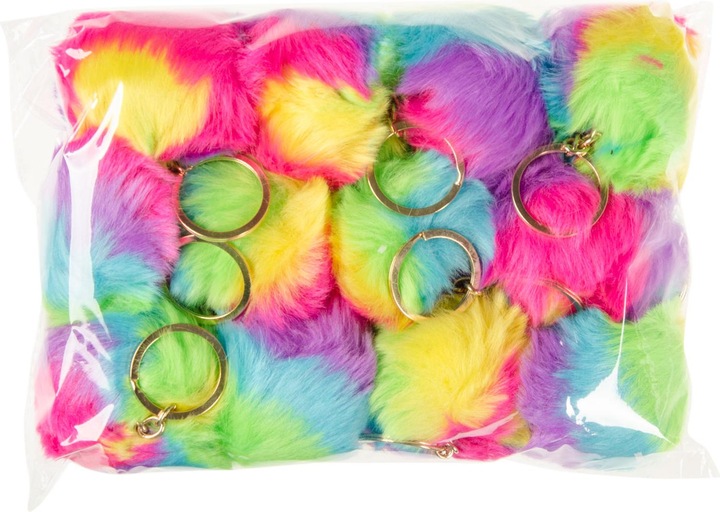 Produktbild LG-Imports Flauschiger Schlüsselanhänger Rainbow Ball, 12St.