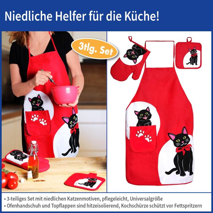Küchen-Set mit Katzen-Motiv 3-tlg. Set