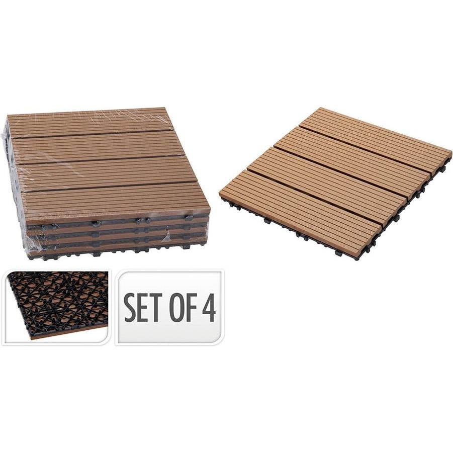 ProGarden, Pavimentazione da giardino, Wood-look tiles for terrace, 30 x 30 cm, 4 pieces (4x, 30 x 30 cm)