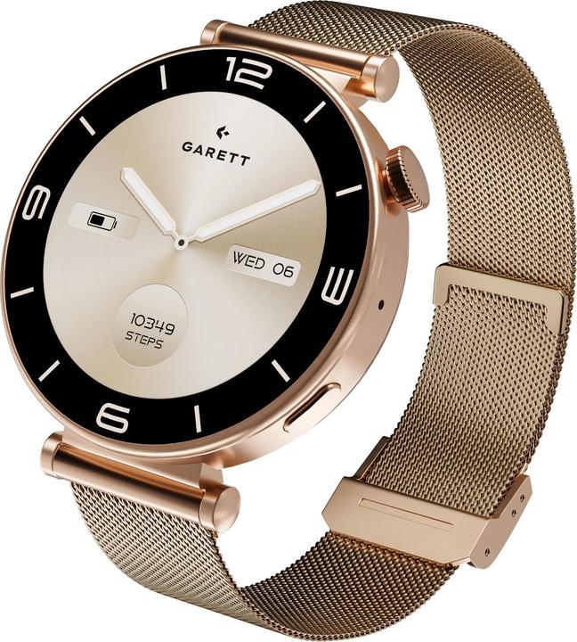 Actual product image Garett Smartwatch ROSE zlatá, Mesh steel