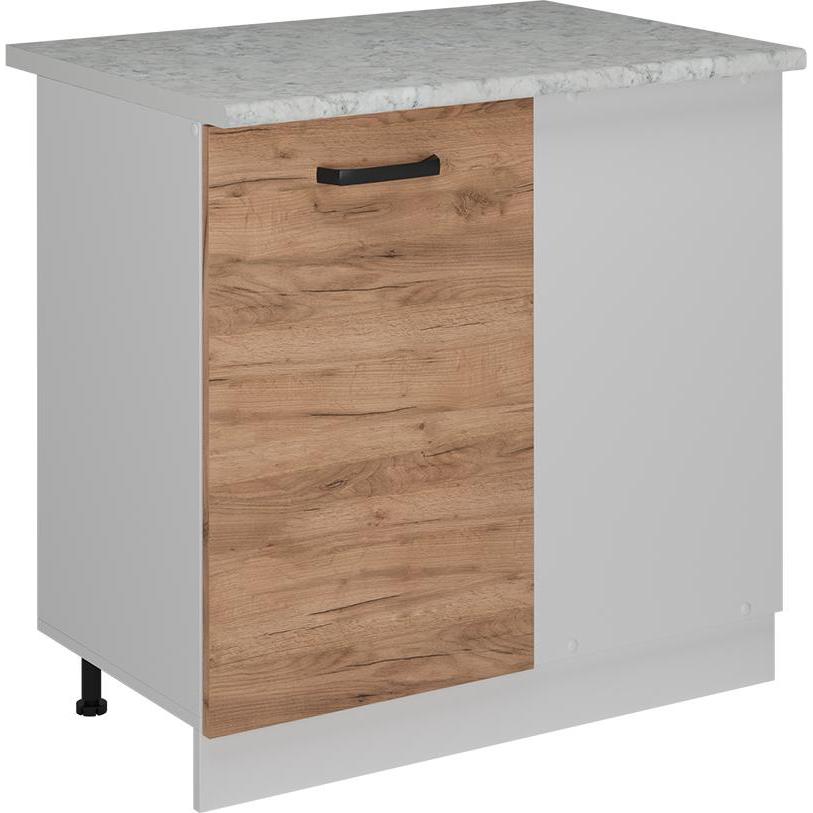 Vicco, Regal, Eckunterschrank R-Line, Goldkraft Eiche/Weiss, 86 cm AP Marmor