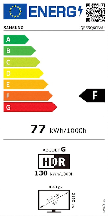 Energie-Label Samsung QE55Q60B (55", Q60B, QLED, 4K, 2022)