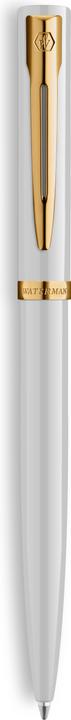 Waterman Kugelschreiber IMPRESSION weisser Lack CT M Blau Geschenkbox (Gold, White, 1x)