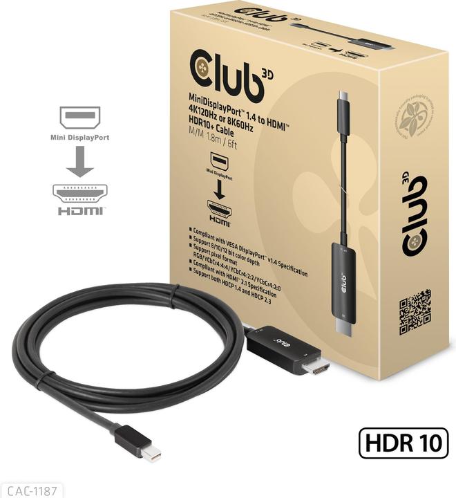 Produktbild Club 3D Club3D Kabel MiniDP 1.4 > HDMI St/St (1.80 m)