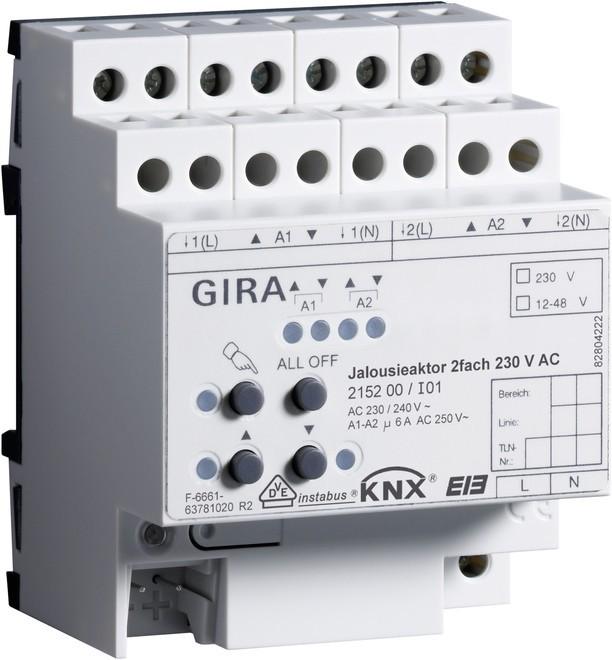 Produktbild Gira Jal.aktor 2f AC 230 V Hand KNX REG 215200 (Heizungsaktor)