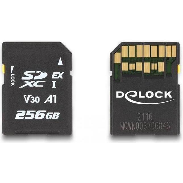 Delock SD Express Speicherkarte 256 GB (256 GB, SD, U3, UHS-I), Speicherkarte, Schwarz