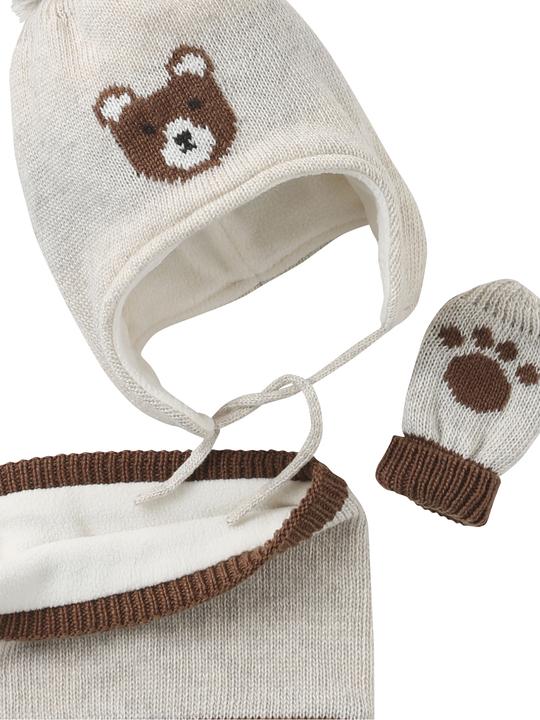 Actual product image Vertbaudet Baby Set: Mütze mit Bären, Snood und Fäustlingen (74/80)