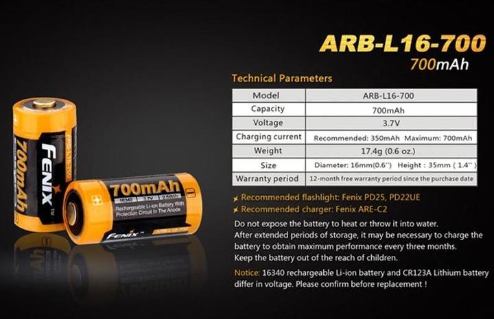 Immagine prodotto Fenix Akku CR123 A