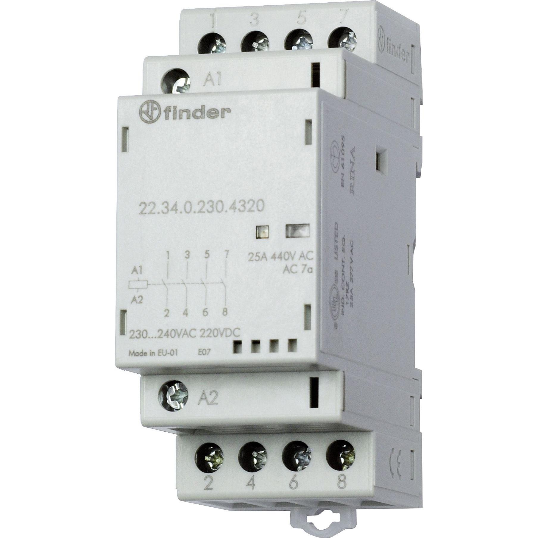 Finder Modular contactor 2NO/2NC 25A 230Vac/dc, Relais