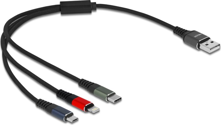 Delock USB A - USB Micro B/Lightning/USB C (0.30 m, USB 2.0)